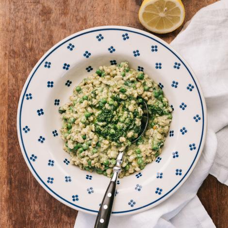 Pea & Nettle Barley Risotto